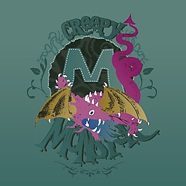 印花矢量圖 圖文結(jié)合 文字 英文 恐龍 免費素材