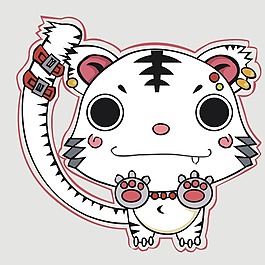 印花矢量圖 可愛(ài)卡通 卡通動(dòng)物 老虎 色彩 免費(fèi)素材