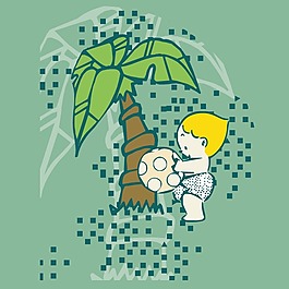 印花矢量圖 可愛卡通 嬰兒 樹 色彩 免費素材