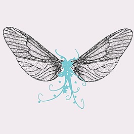 印花矢量圖 動物 蝴蝶 色彩 黑色 免費素材