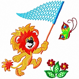 繡花 獅子 花朵 免費(fèi)素材