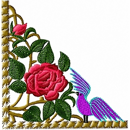 繡花 花朵 玫瑰花 鳥類 免費素材