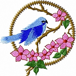 繡花 花朵 樹枝 鳥類 免費素材