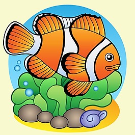 印花矢量圖 卡通 動物 魚 色彩 免費素材