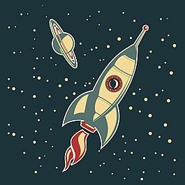 印花矢量圖 宇宙 星球 飛船 火箭 免費素材