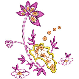 繡花 花紋 花朵 荷花 蓮蓬 免費素材