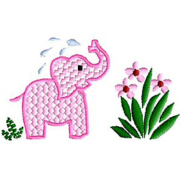 绣花 大象 花丛 免费素材