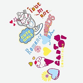 印花矢量圖 可愛卡通 文字 英文 冰淇淋 免費素材