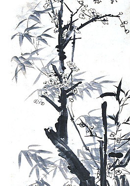 位圖 竹子 花朵 水墨 免費(fèi)素材
