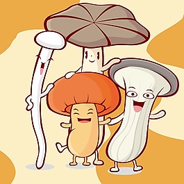印花矢量圖 可愛(ài)卡通 蘑菇 色彩 灰色 免費(fèi)素材