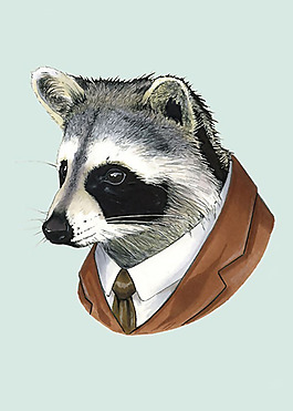 位圖 插畫 動物 浣熊 西裝 免費(fèi)素材