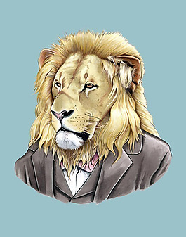 位圖 插畫 動物 獅子 西裝 免費(fèi)素材