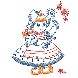 繡花 女孩 花朵 免費(fèi)素材