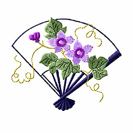 繡花 植物 花朵 葉子 扇子 免費素材