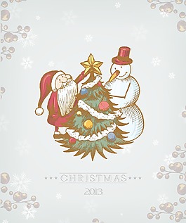 圣誕節(jié)插畫矢量和圣誕樹 圣誕雪人