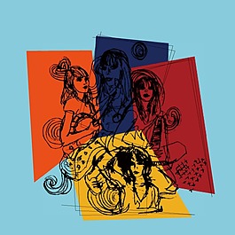 印花矢量圖 T恤圖案 人物 女人 幾何 免費(fèi)素材