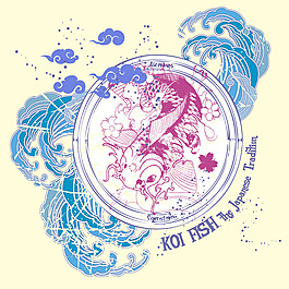印花矢量圖 動(dòng)物 鯉魚 海浪 浪花 免費(fèi)素材