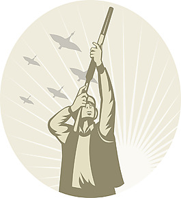 獵人瞄準(zhǔn)槍槍鴨
