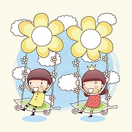 印花矢量圖 可愛卡通 卡通人物 男孩 女孩 免費素材