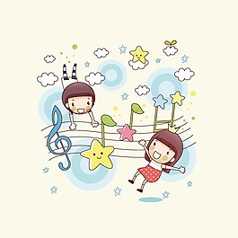 印花矢量圖 可愛卡通 卡通人物 男孩 女孩 免費素材