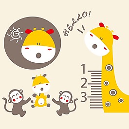 印花矢量圖 可愛(ài)卡通 卡通動(dòng)物 長(zhǎng)頸鹿 小狗 免費(fèi)素材