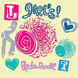 印花矢量圖 印燙結(jié)合 文字 英文 心形 免費素材