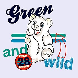 印花矢量圖 可愛卡通 卡通動物 北極熊 英文 免費素材