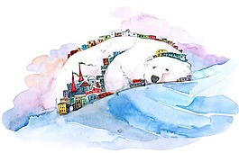 位圖 插畫 圣誕節(jié) 動物 北極熊 免費素材