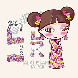 印花矢量圖 印燙結合 燙鉆 女孩 英文 免費素材