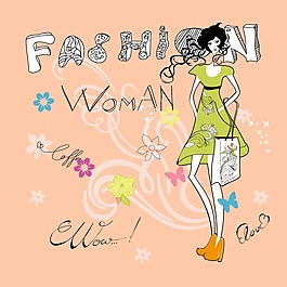 印花矢量圖 圖文結(jié)合 文字 英文 女人 免費(fèi)素材