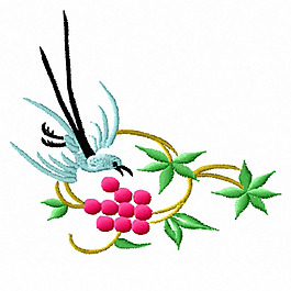 绣花 燕子 藤蔓 藤条 免费素材