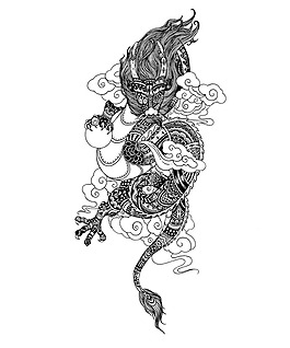 位圖 插畫 龍紋 色彩 黑色 免費(fèi)素材