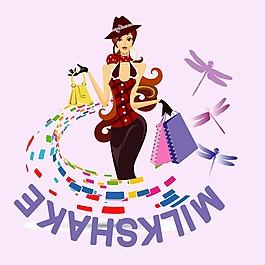 印花矢量圖 印燙結(jié)合 文字 英文 女人 免費(fèi)素材
