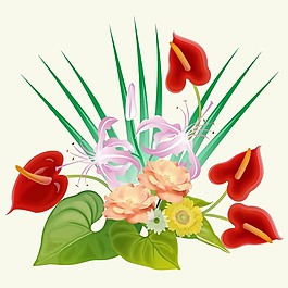 印花矢量圖 植物 花卉 朵 葉子 免費素材
