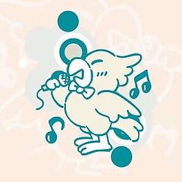印花矢量圖 可愛卡通 卡通動物 小鳥 音符 免費素材
