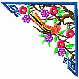 繡花 花朵 樹枝 鳥類 免費(fèi)素材