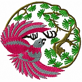 繡花 花朵 樹枝 鳥類 免費(fèi)素材