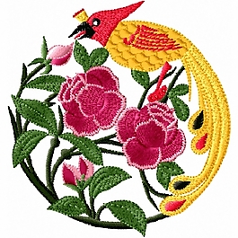 繡花 花朵 樹枝 鳥類 免費(fèi)素材