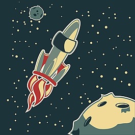 印花矢量圖 宇宙 星球 火箭 色彩 免費素材