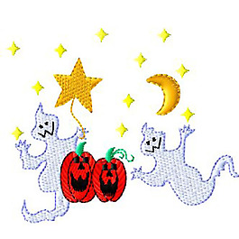 繡花 幽靈 月亮 星星 萬圣節(jié) 免費素材