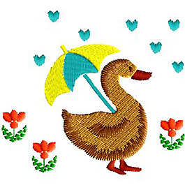 绣花 鸭子 雨伞 免费素材