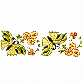 繡花 蝴蝶 花朵 免費素材