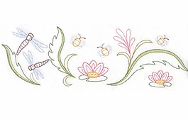 绣花 花卉 藤蔓 蜻蜓 家纺 免费素材