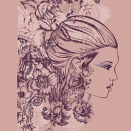 印花矢量圖 人物 女人 破碎風(fēng)格 花朵 免費(fèi)素材