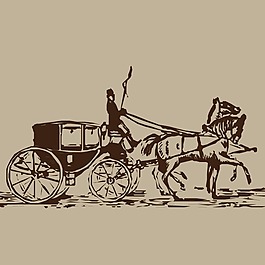 印花矢量圖 復古風格 交通工具 馬車 免費素材