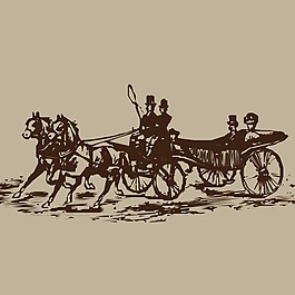 印花矢量圖 復古風格 交通工具 馬車 免費素材