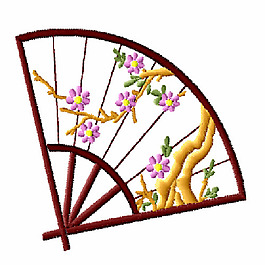 繡花 植物 花朵 扇子 免費素材