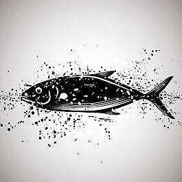 印花矢量圖 動(dòng)物 金槍魚(yú) 墨跡 墨點(diǎn) 免費(fèi)素材