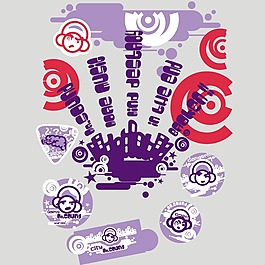 印花矢量圖 圖文結(jié)合 文字 英文 圓圈 免費素材