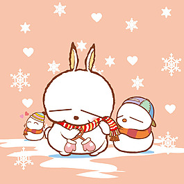 印花矢量圖 可愛卡通 卡通形象 流氓兔 雪人 免費素材
